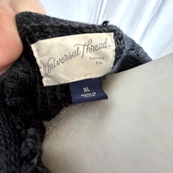 Universal thread Sweater XL black 3/4 sleeve cotton 2 pockets open front - Picture 2 of 8